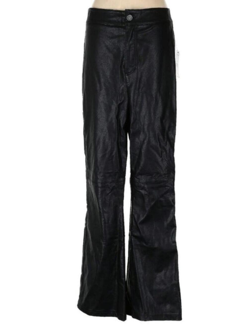 NWT Free People Black Faux Leather Size 6 Pants